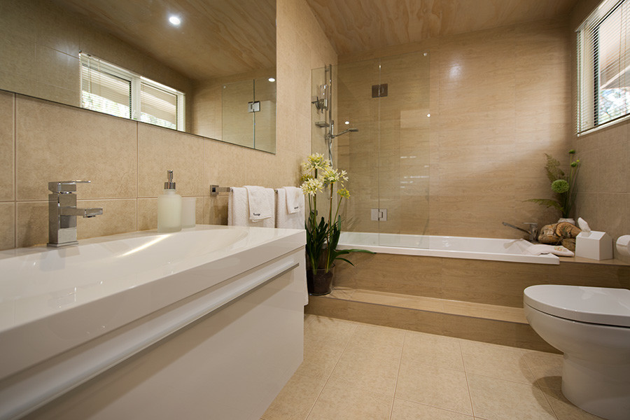 Design ideas for a contemporary bathroom in Melbourne.
