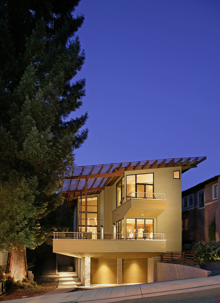 Inspiration for a contemporary exterior in San Francisco with wood siding.