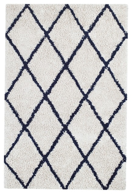 Neilson Diamond Area Rug Ivory And Navy Contemporary Neilson Diamond Area Rug Ivory And Navy
