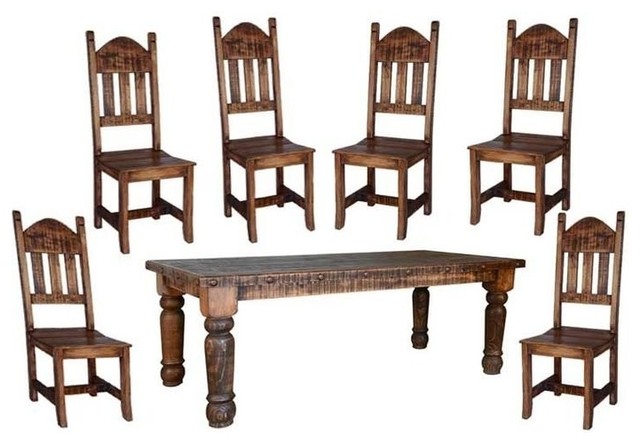 Rustic Dining Table 7 Piece Set Rustic Dining Sets By San