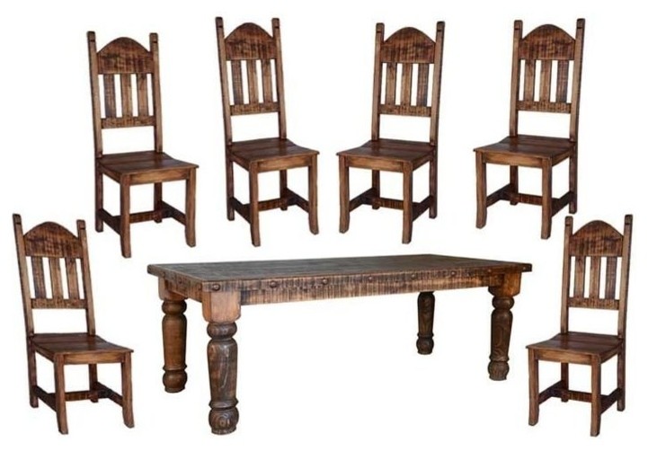 Rustic Dining Table, 7Piece Set Rustic Dining Sets by san carlos imports llc Houzz