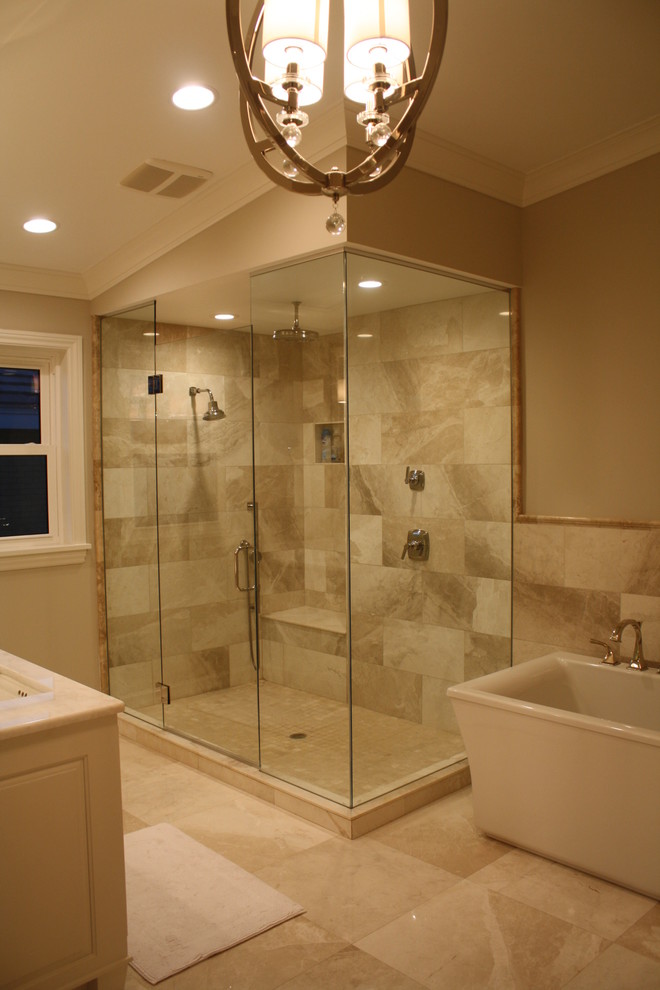 Example of a beach style bathroom design in Tampa