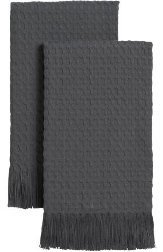 Set of 2 Waffle Grey Guest Towels