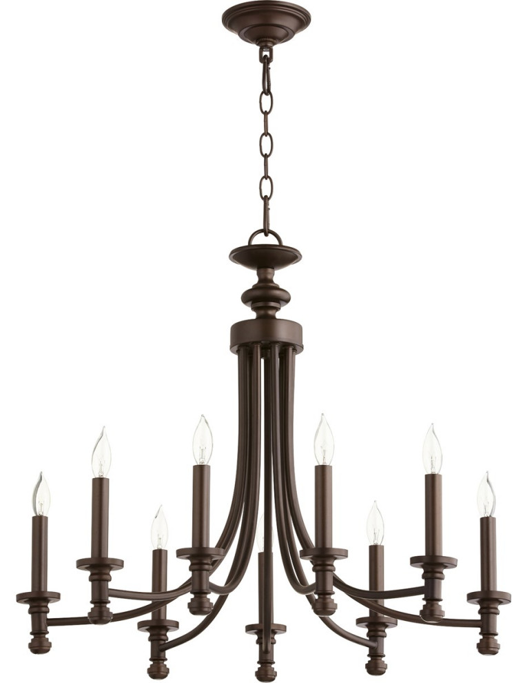 Quorum Rossington 9Light Candelabra Chandelier, Aged Brass