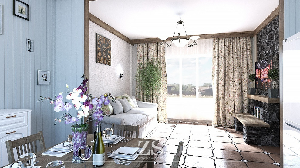 коттедж Луговое, кухня гостиная