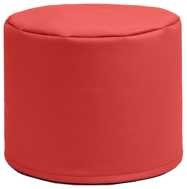Jaxx Spring Modular Pouf Bean Bag Seat, Premium Vinyl - Red