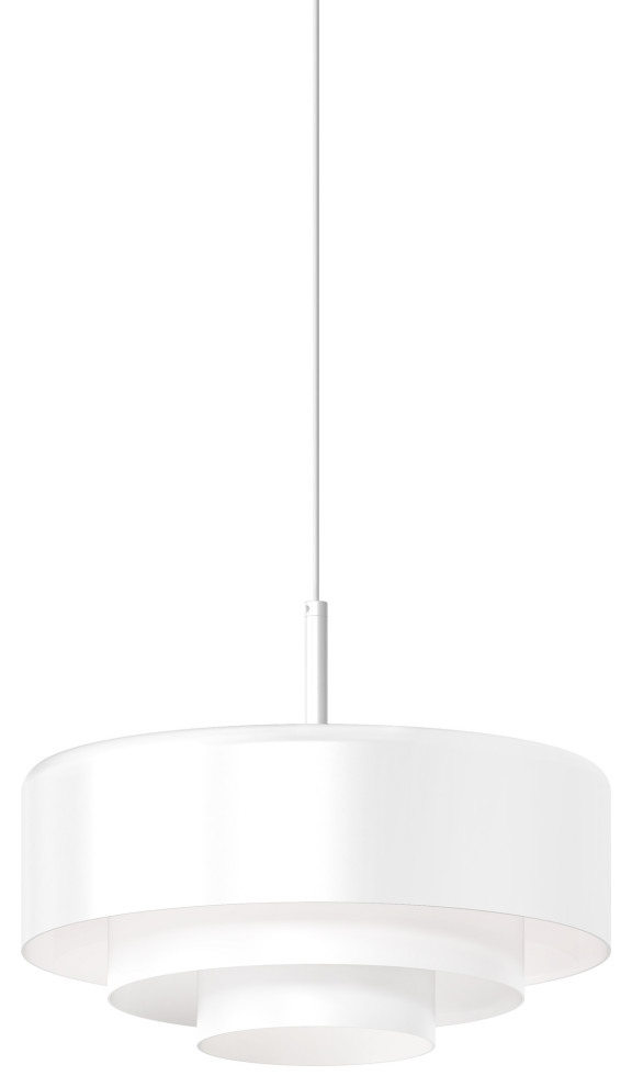 Modern Tiers Flat LED Pendant, Satin White, 12"