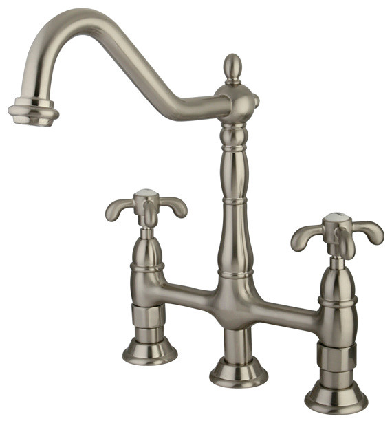 Double Handle 8in. Centerset Kitchen Faucet with White Sprayer