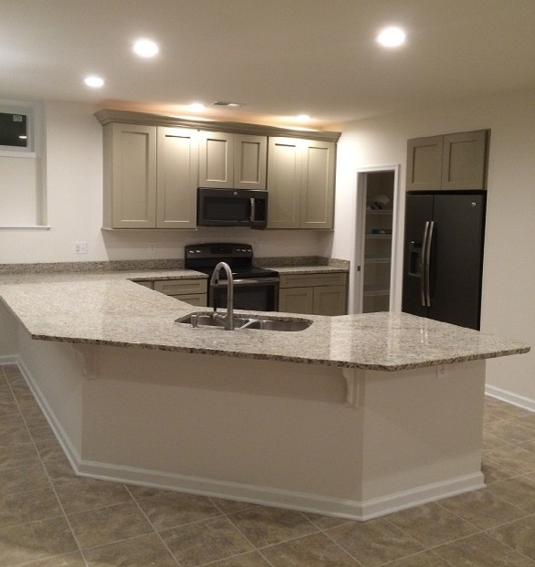 Large basement with kitchen