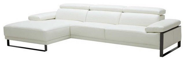 Fleurier Premium Leather Sectional Sofa, White Leather Contemporary Sectional