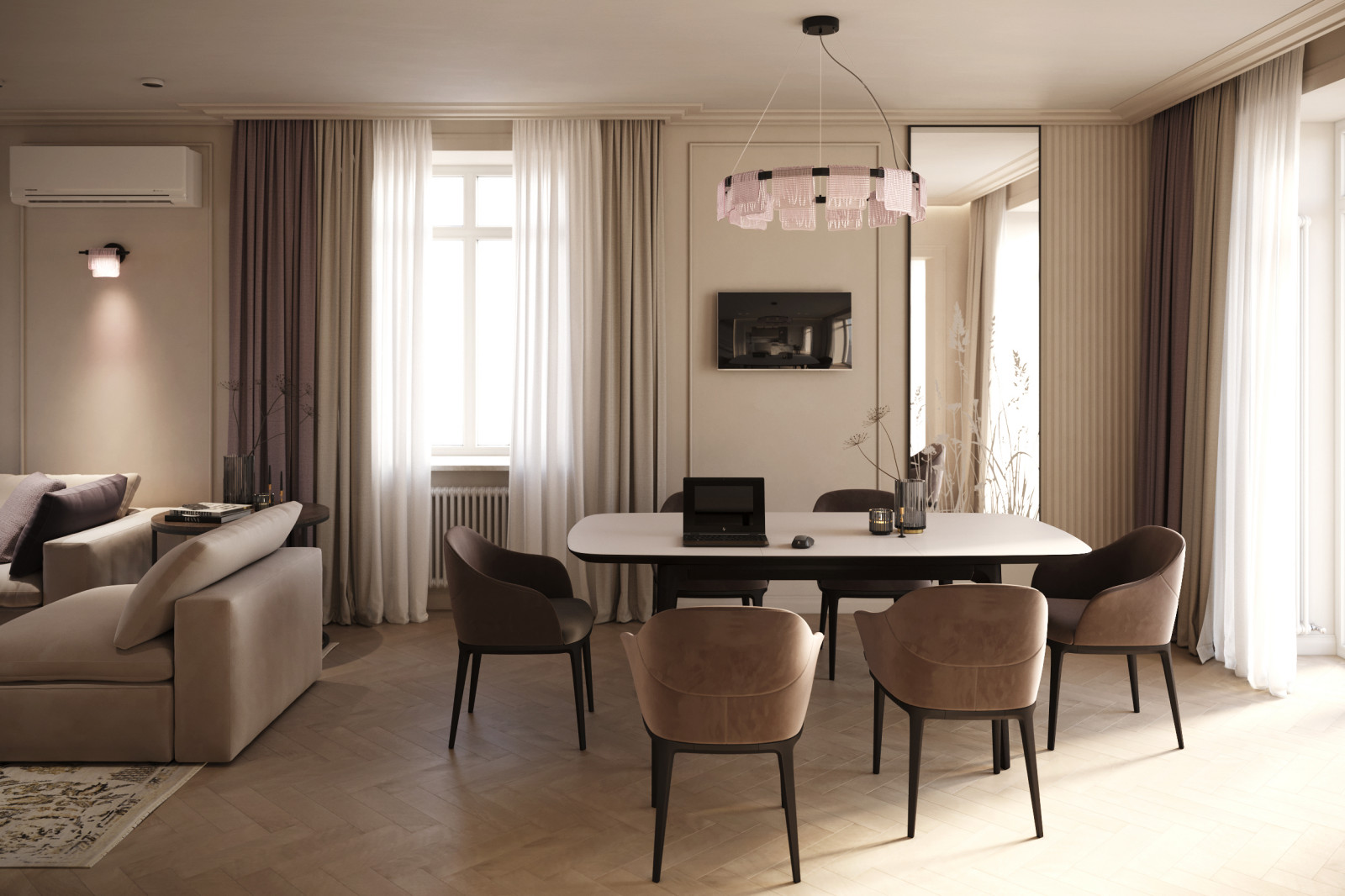 Обеденная зона в гостиной