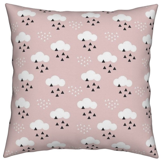 Clouds Geometric Scandinavian Pink Pastel Throw Pillow Cover Velvet