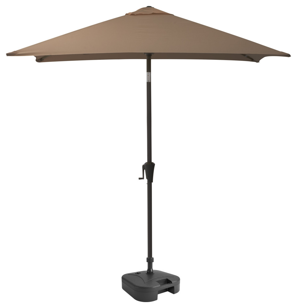 9' Square Tilting Sandy Brown Patio Umbrella With Umbrella Base