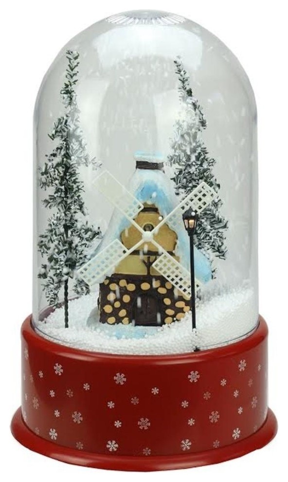 14" Lighted Musical Snowing Windmill Christmas Table Top Snow Dome - Rustic  - Holiday Accents And Figurines - by Northlight Seasonal | Houzz