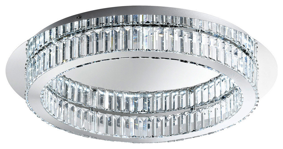 Corliano LED Round Semi-Flush Mount, Chrome, Crystals