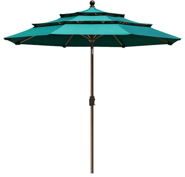 Outdoor Umbrella, 3 Tiers Design With Rust Free Aluminum Pole, Teal