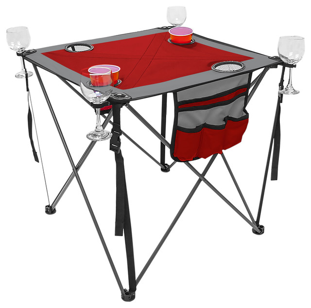 Folding Wine Table Red