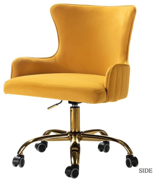 Back Channel Yellow and Gold Rolling Office Chair Contemporary