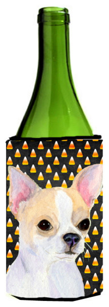 Chihuahua Candy Corn Halloween Portrait Wine Bottle Beverage Insulator Beverage