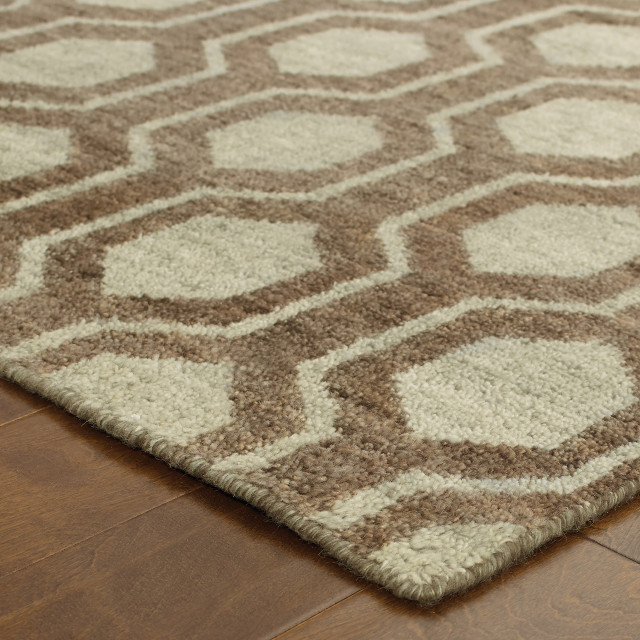 Maddox 56504 Brown/Blue 3'6" x 5'6" Rug, Rectangle 10' x 13