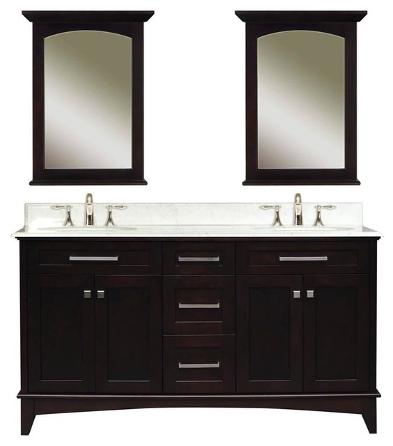 Manhattan 60 Dark Espresso Double Sink Vanity And Two Mirrors