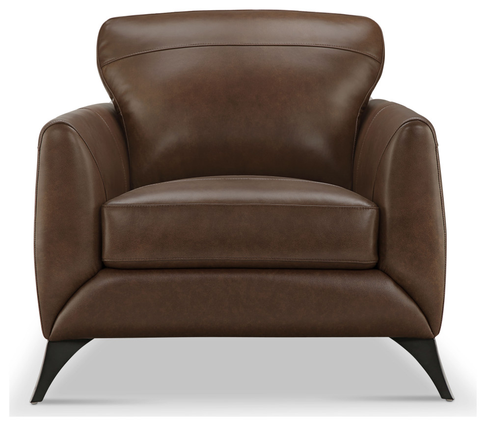 Brisbane Leather Chair, Brown Midcentury Armchairs And Accent Chairs by Abbyson Home Houzz