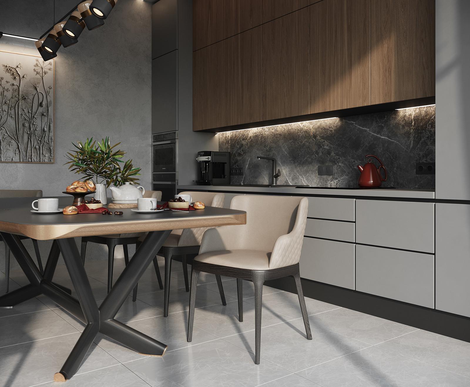 Санкт - Петербург. Одноэтажный частный дом 203 м2.Обеденная зона.