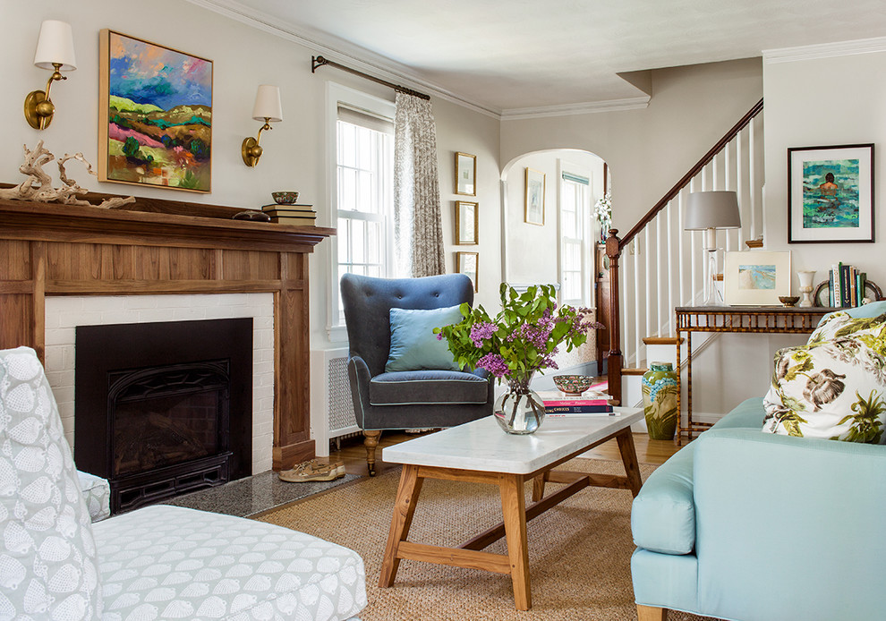Inspiration for a rustic living room remodel in Boston