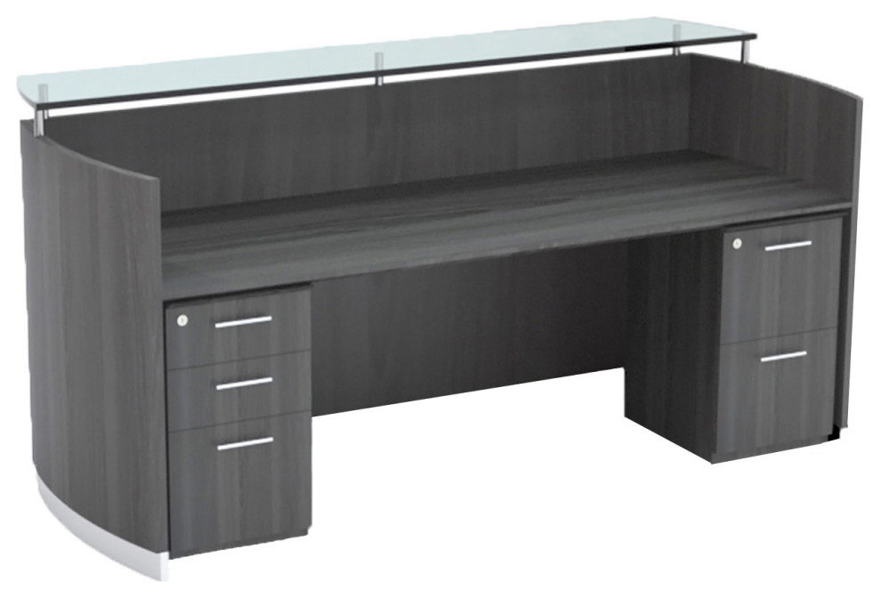 Mayline Medina Reception Station With Pedestal, Gray Finish MNRSBFLGS