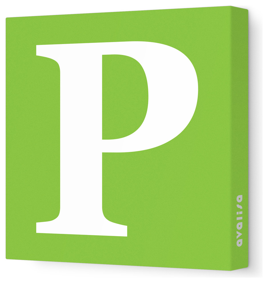 Upper Case 'P' Stretched Wall Art, Green, 12"x12"