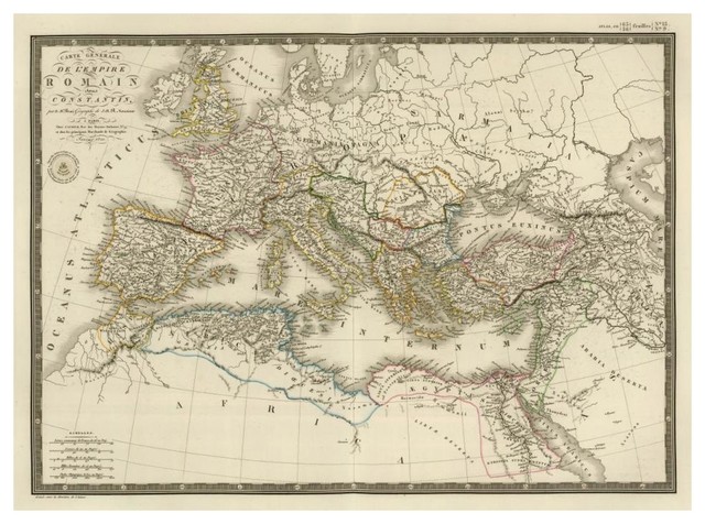 Empire Romain Sous Constantin 1822 Print By Adrien Hubert Brue 38x28