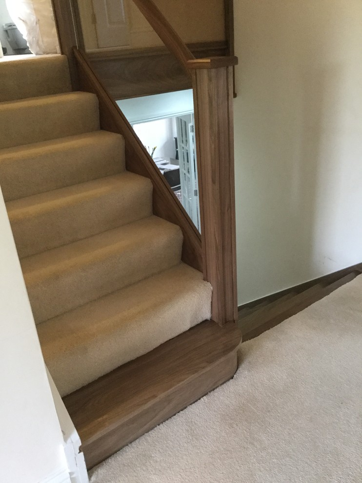 Walnut Staircase and Refurbishment with Glass