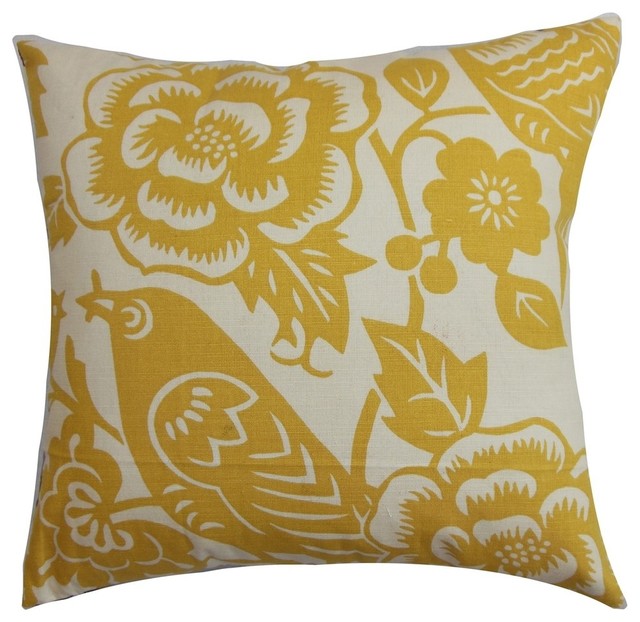 Campeche Floral Pillow Yellow 18"x18"