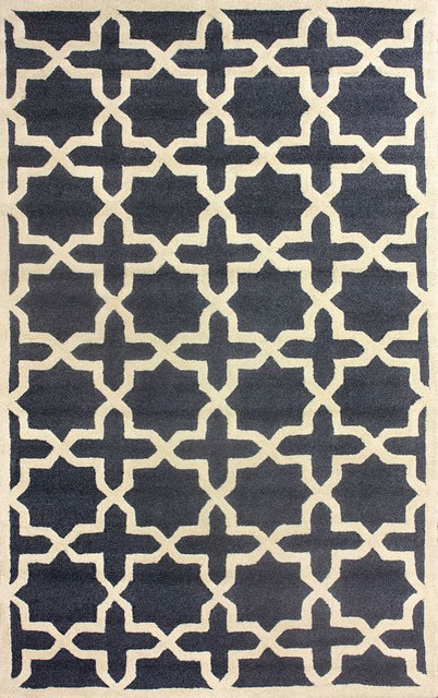 8' 6"x11' 6" Charcoal Hand Hooked Area Rug Trellis VS91