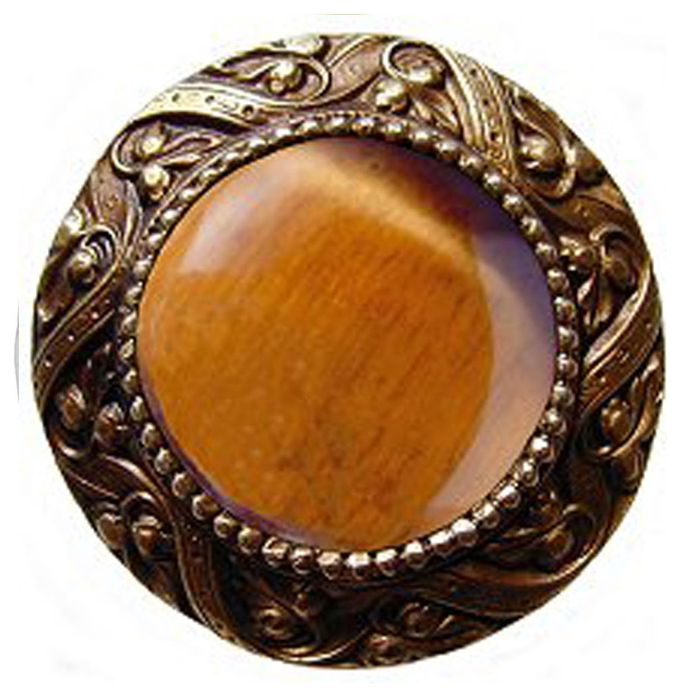 Victorian Knob, Antique-Style Brass With Tiger Eye
