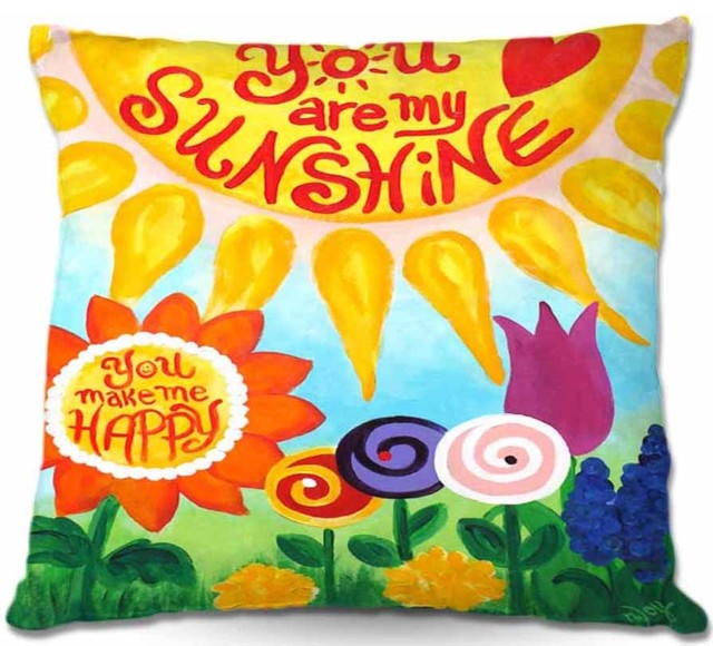 You Are My Sunshine Floral Throw Pillow, 22"x22"