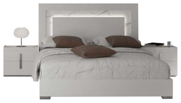 Carrara 3-Piece Bedroom Set, White, King - Modern - Bedroom Furniture Sets  - by BedTimeNYC | Houzz