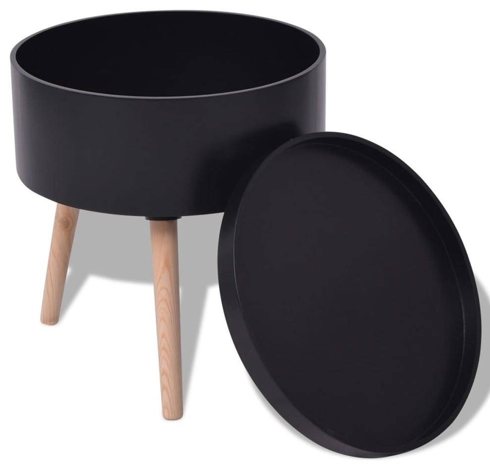 Vidaxl Side Table W Serving Tray Black Round End Sofa Coffee Stand Storage Midcentury Side Tables And End Tables By Vida Xl International B V