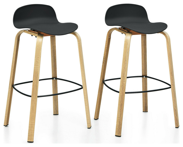 Costway Set of 2 Barstools 30inch Pub Chairs w/Low Back & Metal Legs