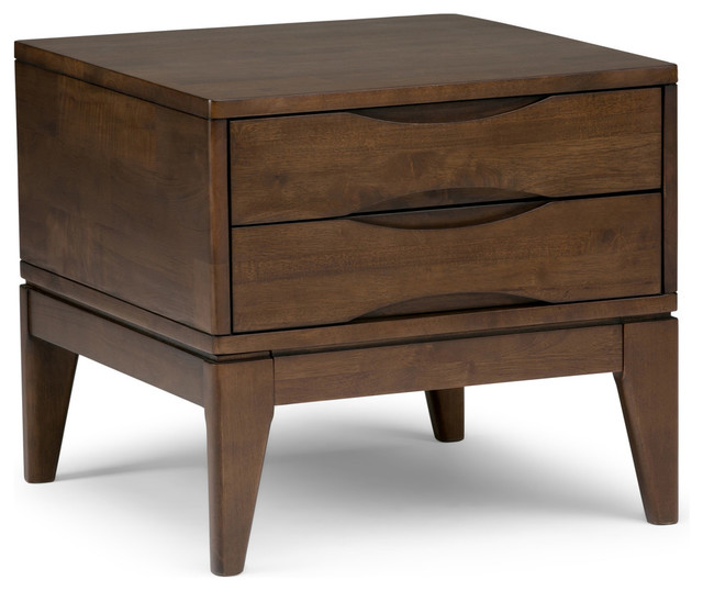 Harper Solid Hardwood 22 W Square Mid Century End Side Table Walnut Brown