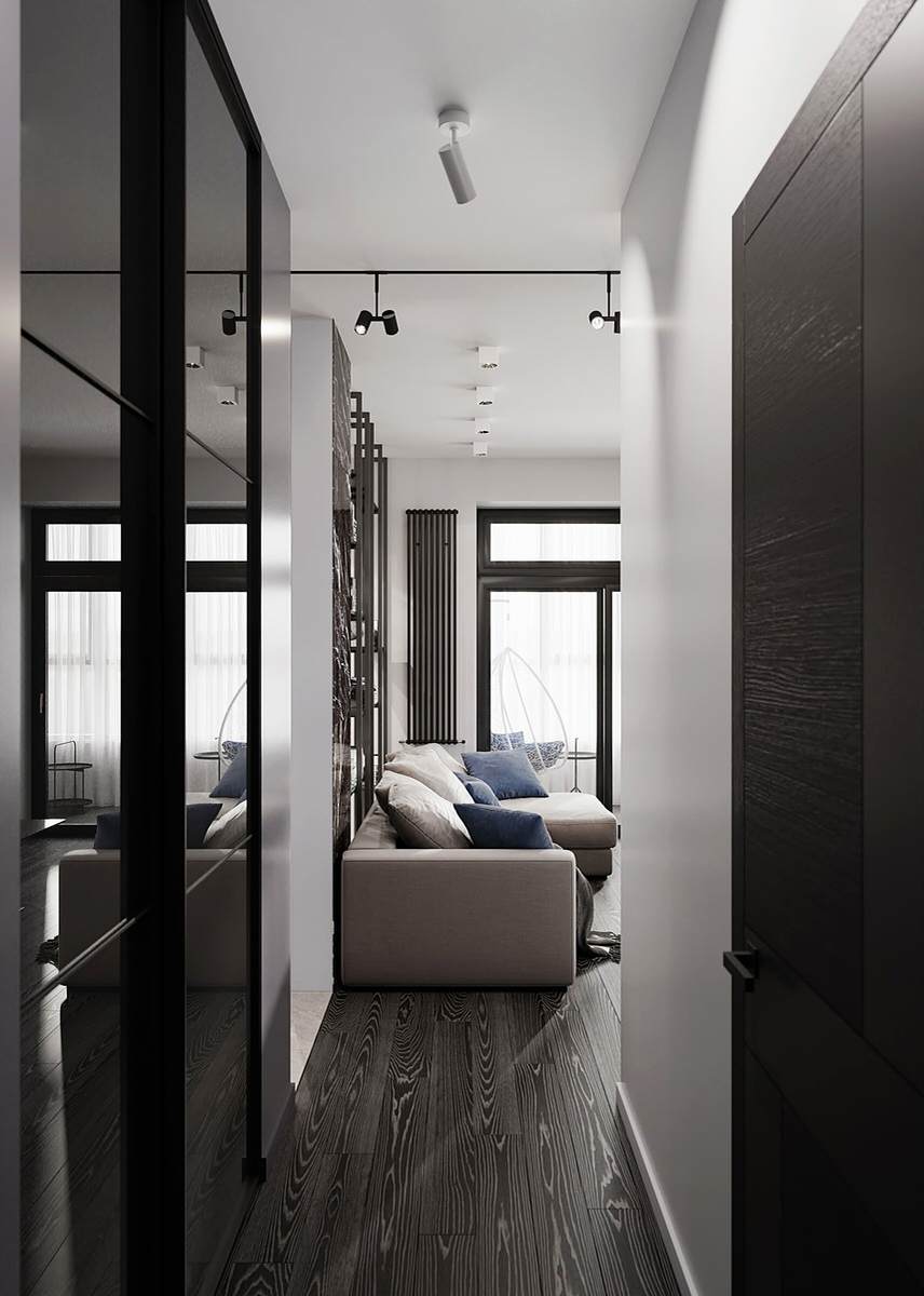 Интерьер квартиры в современном стиле, ЖК «Остров», 90 кв.м.