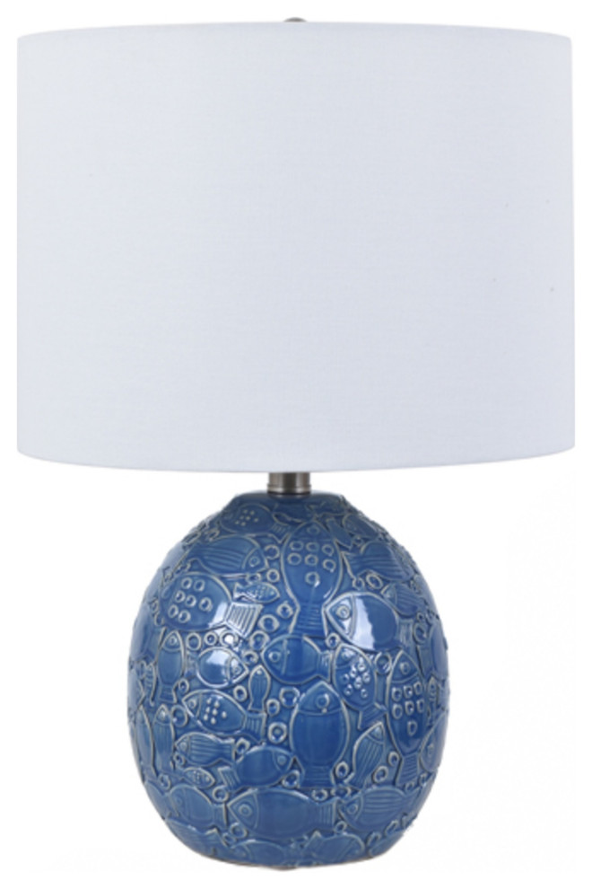 Tide Blue Ceramic Fish Lamp