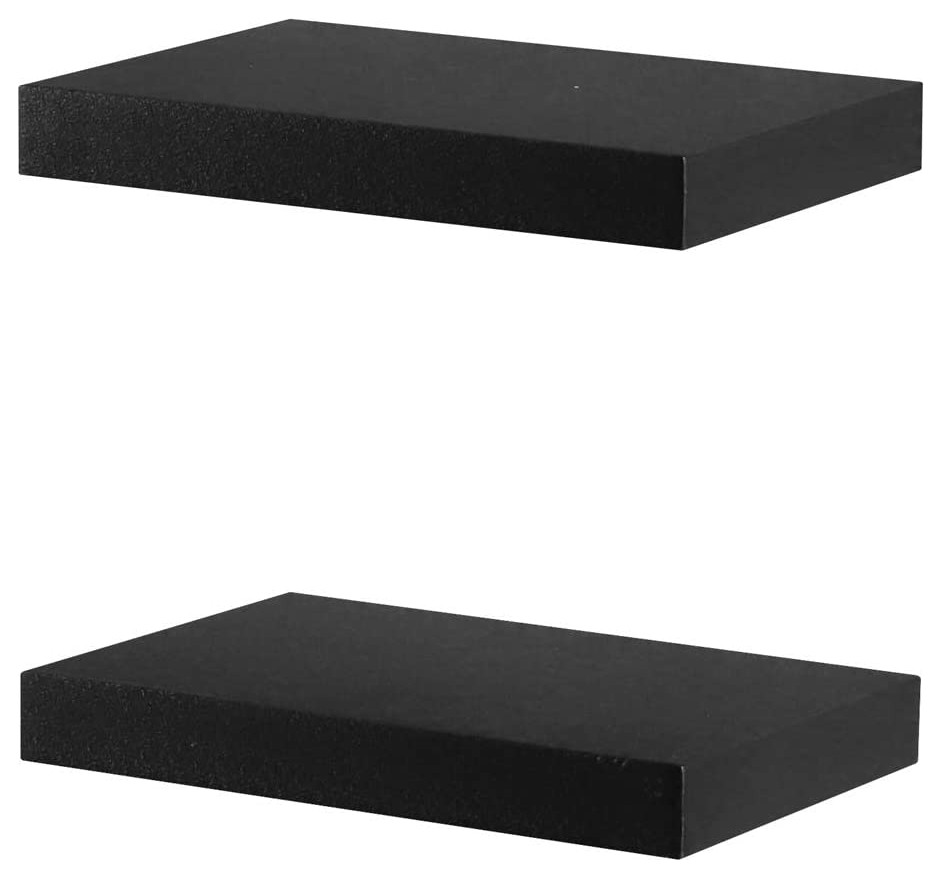 Floating Shelves Wall Mounted Shelf Set of 2, Black, 10''