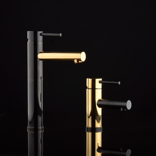 Faucet Strommen, Gloss Black and 23ct Gold