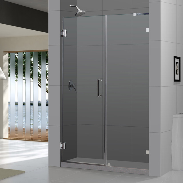Radiance Frameless Hinged Shower Door, 58" W x 72" H, Brushed Nickel
