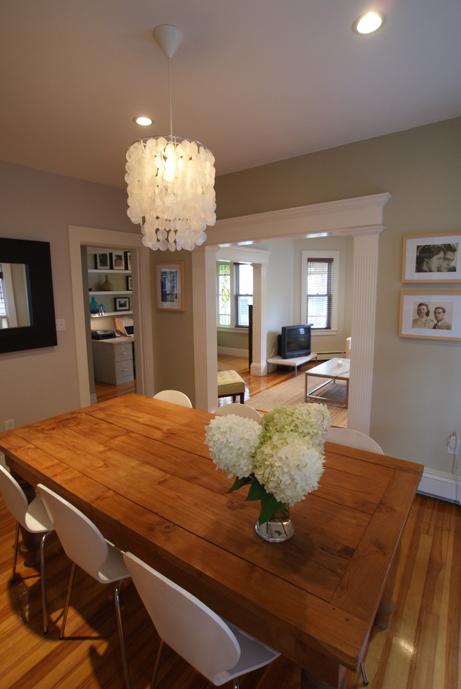 Photo of a modern dining room in Boston.