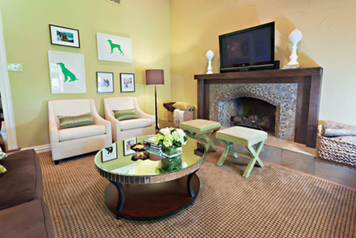 Design ideas for a transitional living room in Dallas.
