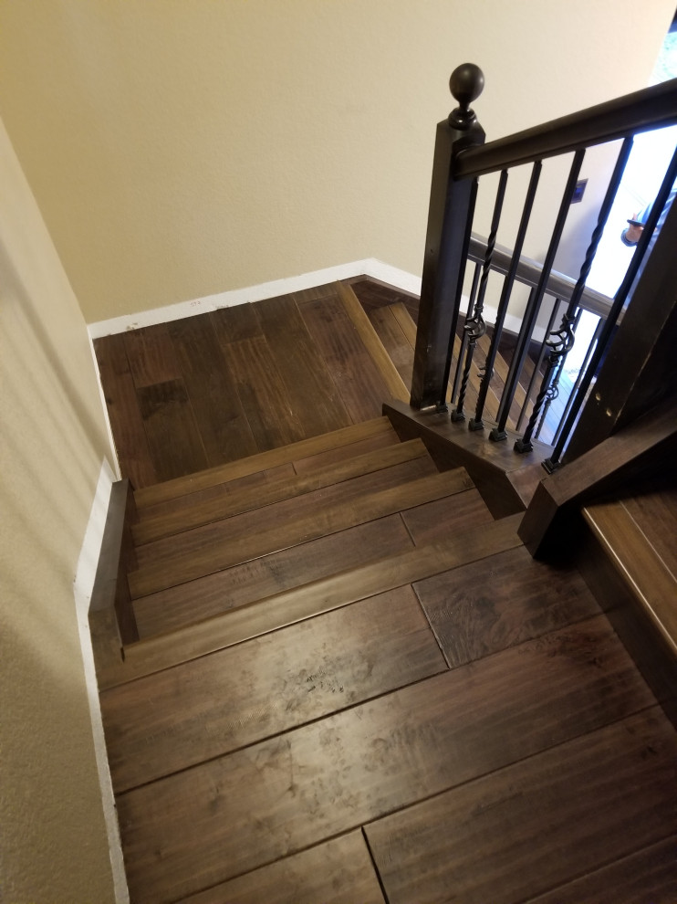 Timeless Elegance: Dark Hardwood Staircase Transformation