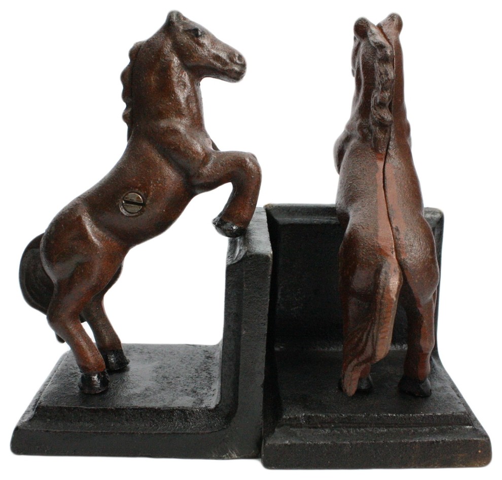 Horse Bookends, Cast Iron, Rust