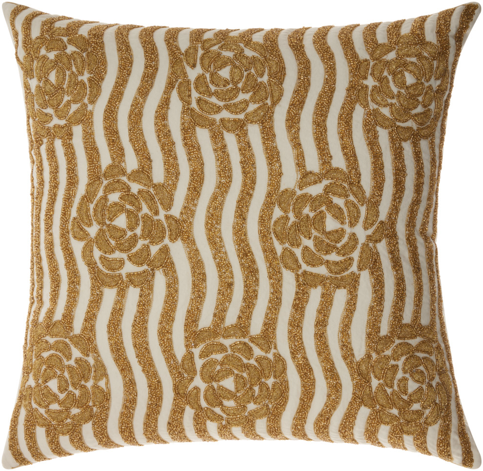 Kathy Ireland E6188 Throw Pillow, Gold, 20" x 20" Contemporary